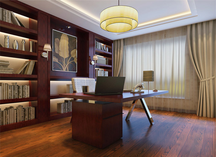 三居 新中式 客厅设计 书房图片来自实创装饰集团广州公司在越秀可逸江畔的分享