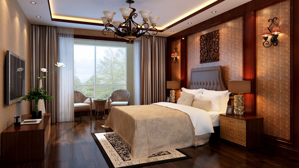 金地仰山 卧室图片来自凌军在金地仰山150㎡东南亚风格的分享