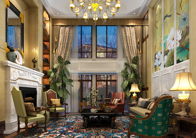欧式 混搭 别墅 简约 客厅图片来自尚品老木匠装饰在保利中央峰景 -Artdeco风格的分享