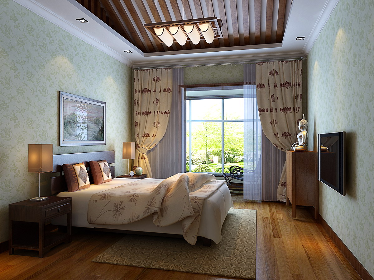 中式风格 别墅 四居 优雅温馨 80后 卧室图片来自实创装饰都琳在未曾见过的新中式优雅风格的分享