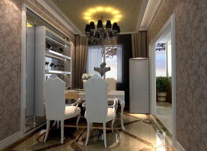 欧式 三居 壁纸 卧室 衣柜 餐厅图片来自实创装饰集团广州公司在壁纸的巧妙利用与结合的分享