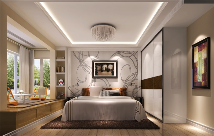 现代风格 二居 白领 80后 卧室图片来自高度国际宋书培在水色时光两居室装饰效果图的分享