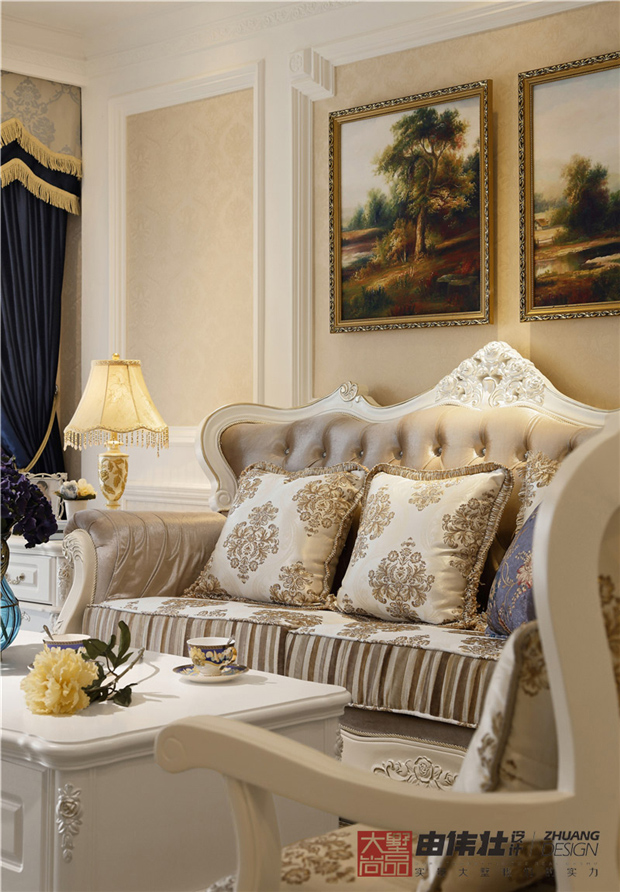 简约法式 三居 客厅图片来自大墅尚品-由伟壮设计在『湖畔魅影』—简约法式风格的分享