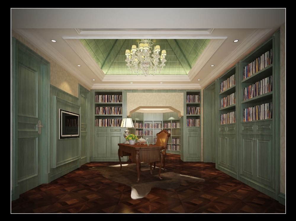 书房图片来自用户1721279202在杭州万银山庄别墅欧式风格装修的分享
