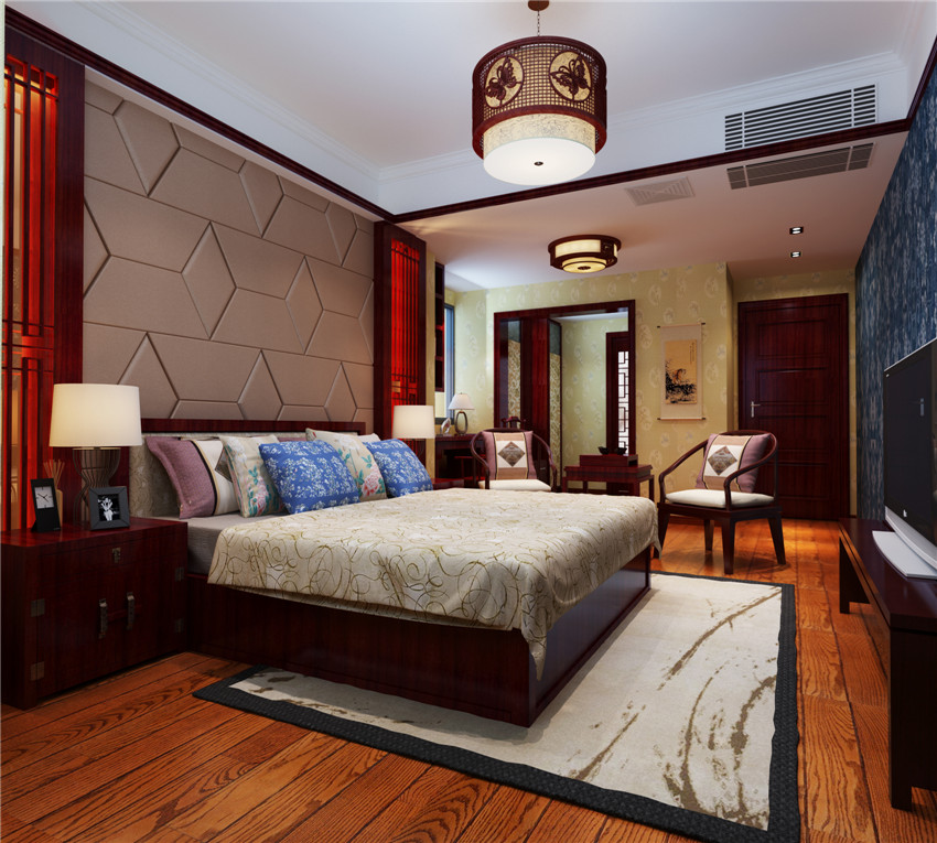 中式 四居室 卧室图片来自山水人家装饰在复地东湖国际-中式风格的分享