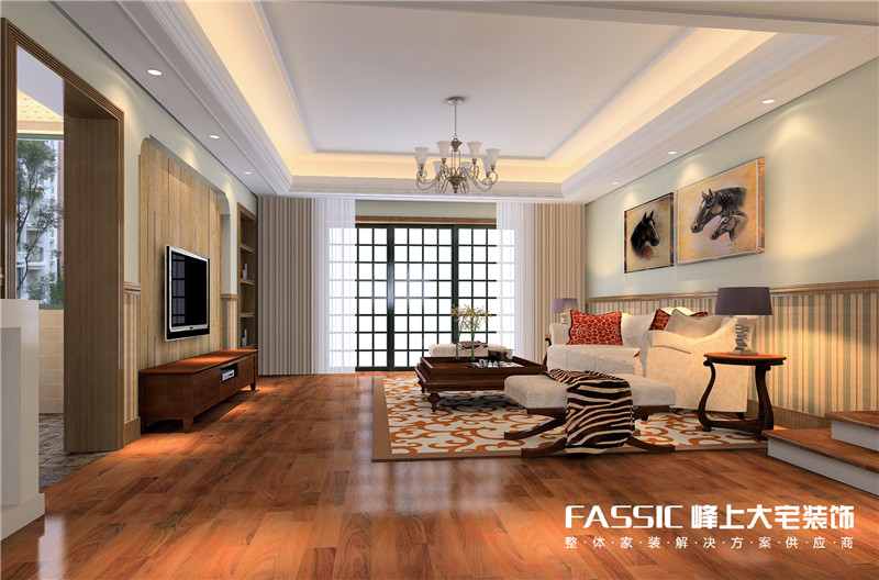 美式 客厅图片来自峰上大宅装饰长沙在咖色的温馨的分享