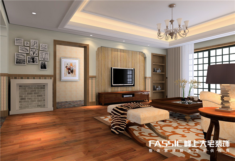 美式 客厅图片来自峰上大宅装饰长沙在咖色的温馨的分享