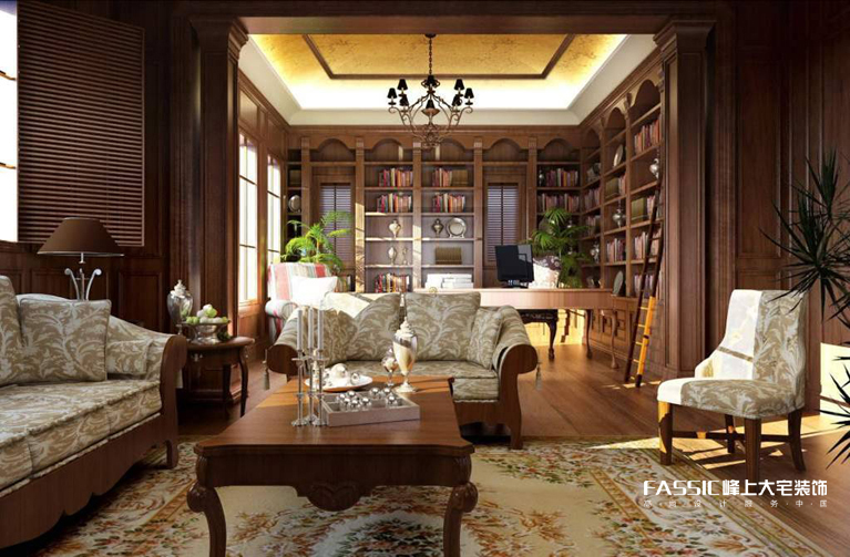 别墅 欧式 自建 书房图片来自峰上大宅装饰长沙在自建别墅的分享