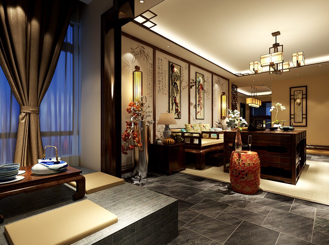 正商红河谷 客厅图片来自郑州实创装饰-黄玲在红河谷141平中式大宅装修设计的分享