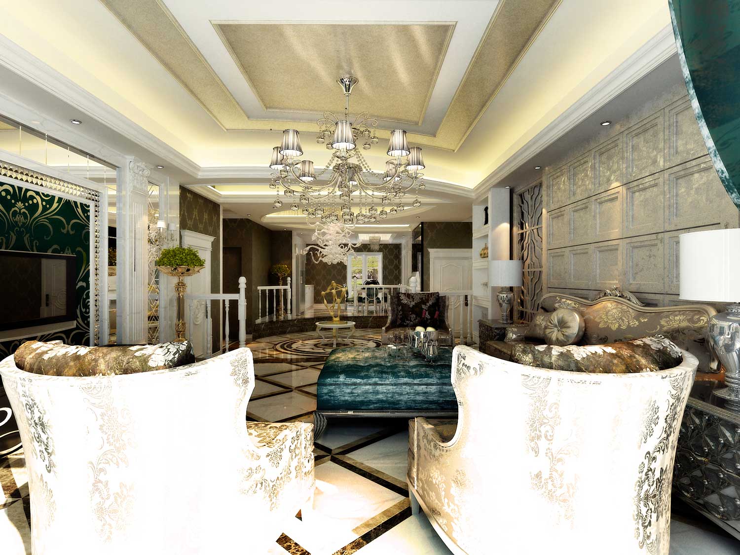 别墅 欧式 古典 客厅图片来自大宅别墅装修设计在天海誉天下217㎡奢华古典主义的分享