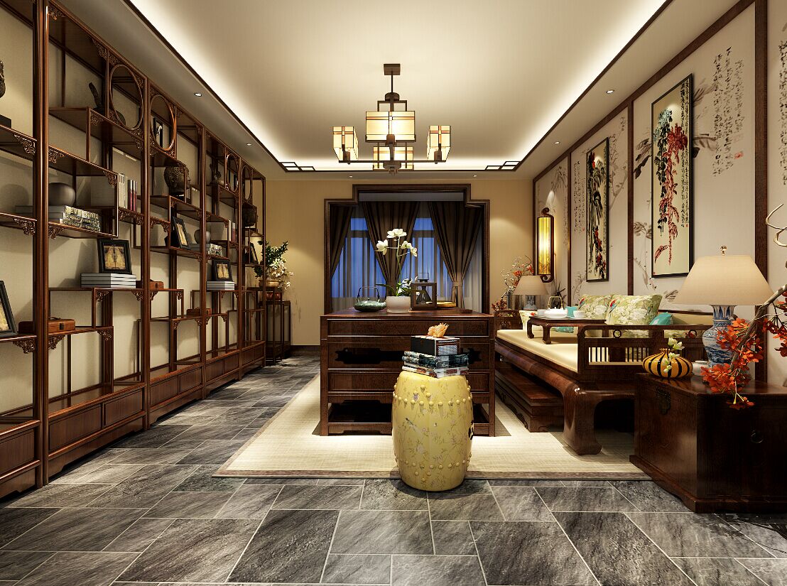 客厅图片来自郑州实创装饰-黄玲在红河谷141平中式大宅装修设计的分享