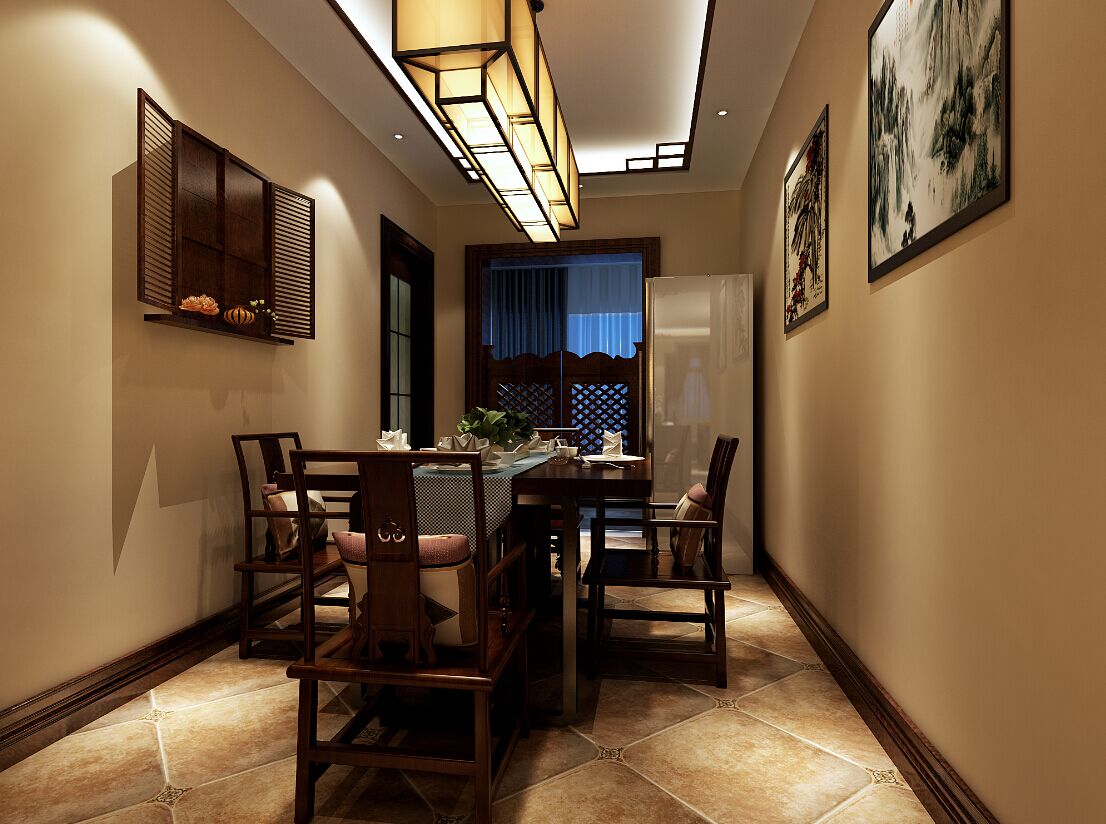餐厅图片来自郑州实创装饰-黄玲在红河谷141平中式大宅装修设计的分享