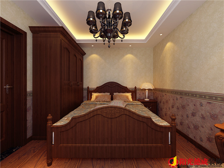 美式 二居 卧室图片来自天津阳光德成装饰公司在欧美小镇90㎡美式风格的分享