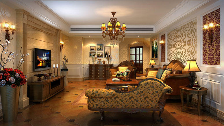 家庭装修 室内装修 高度国际 尚层 东易 三居 欧式 简约 混搭 客厅图片来自高度国际装饰王伟在K2百合湾--四居室简欧风格的分享