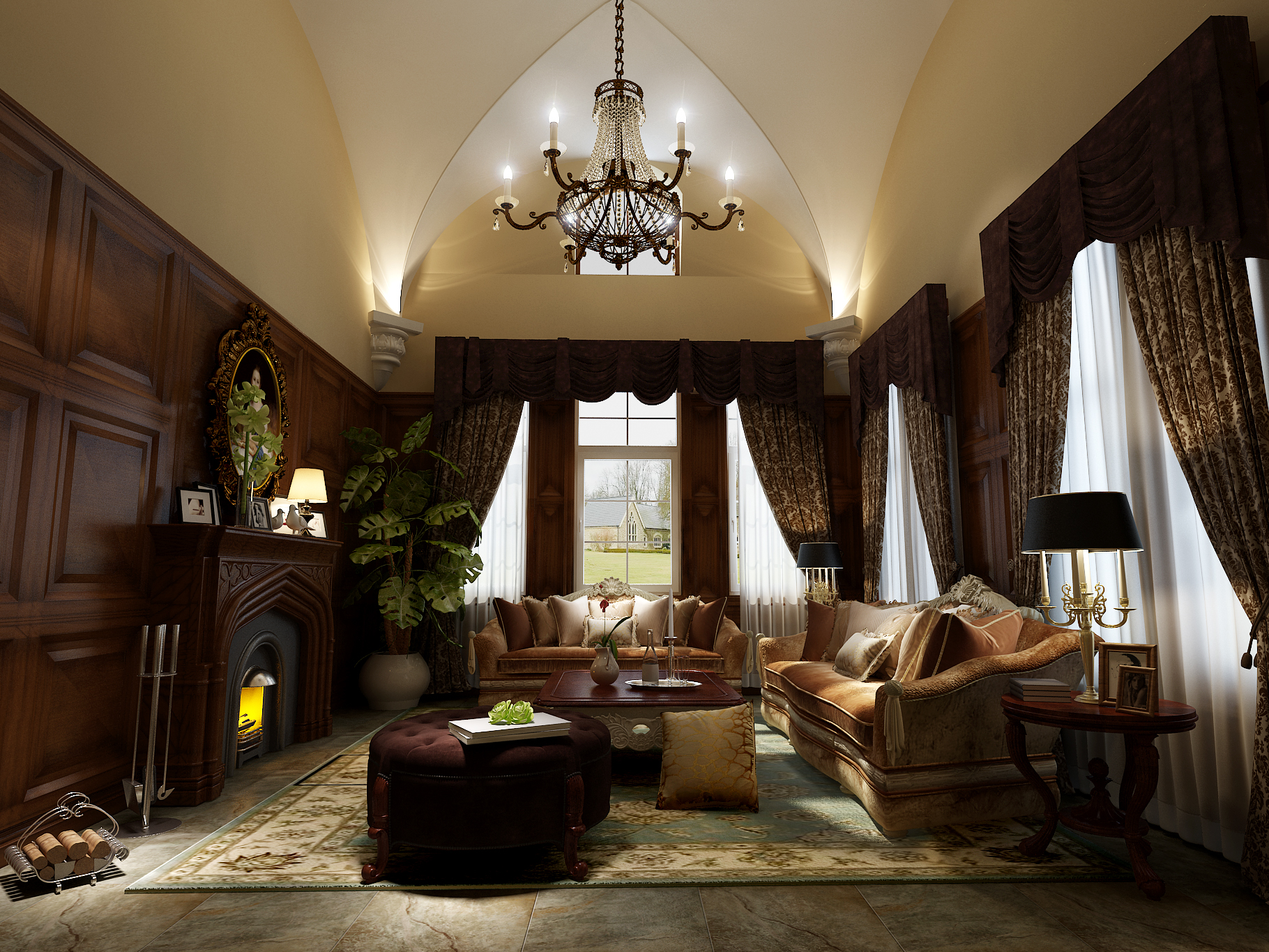 别墅 客厅图片来自斯斯98在美式新古典的分享