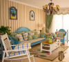 喜欢暖暖的、很温馨，充满了小情小调，喜欢家里有条纹和格子的元素，还有蓝色地中海风情的沙发，摇椅。