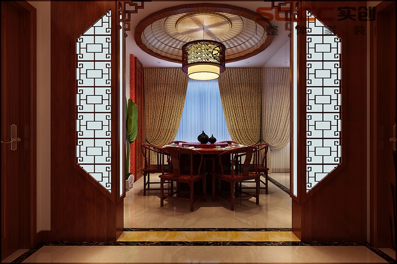 晓港名城 青岛装修 实创装饰 中式装修 餐厅图片来自实创装饰集团青岛公司在晓港名城230平 中式沉稳的分享