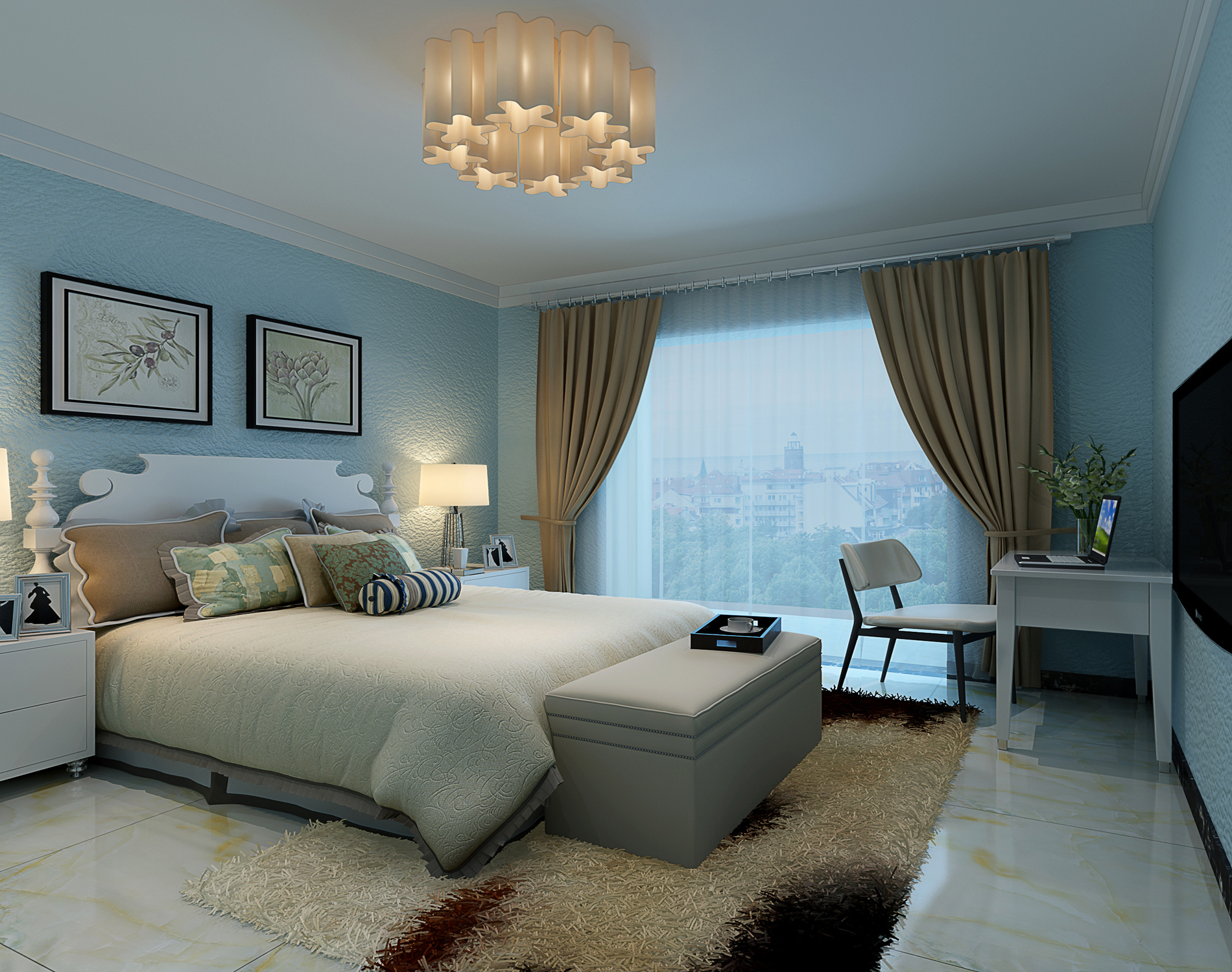 蓝海港湾 卧室图片来自大业美家装饰在正商蓝海港湾126平浪漫简约装修的分享