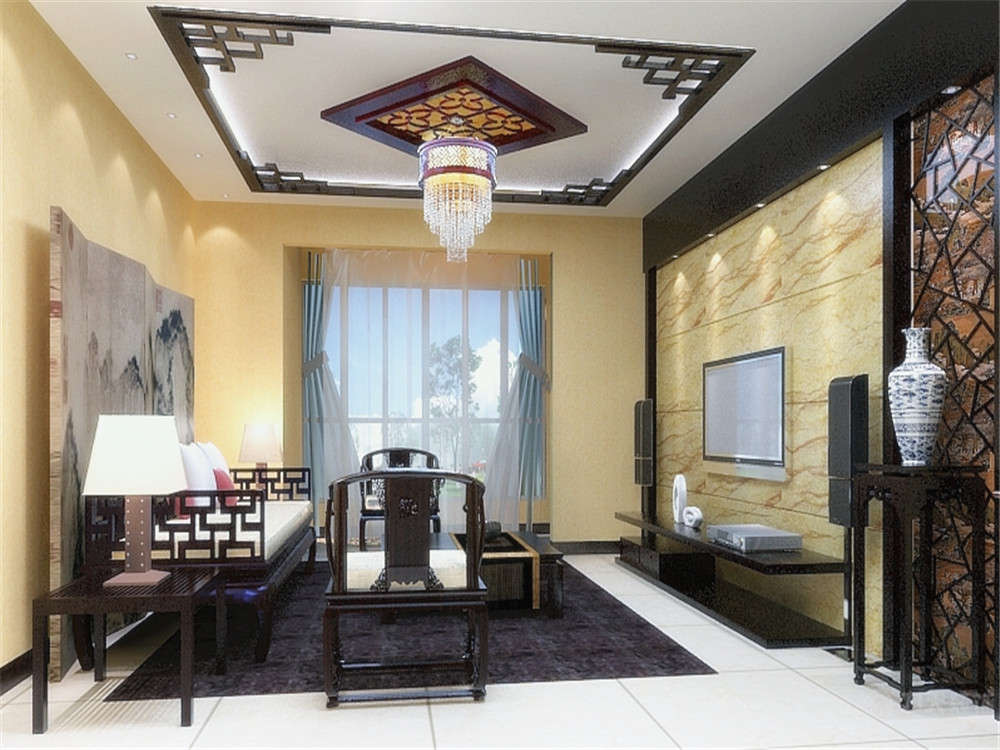 中式 三居 白领 收纳 80后 小资 客厅图片来自阳光力天装饰在星河荣御-140㎡-中式风格的分享