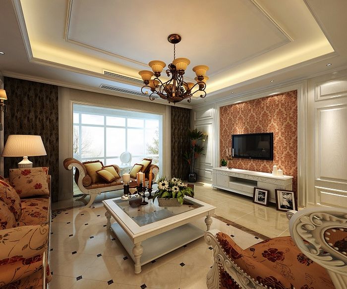 客厅图片来自龙发装饰集团西安分公司在融侨馨苑160-简欧风格迷人的设计的分享