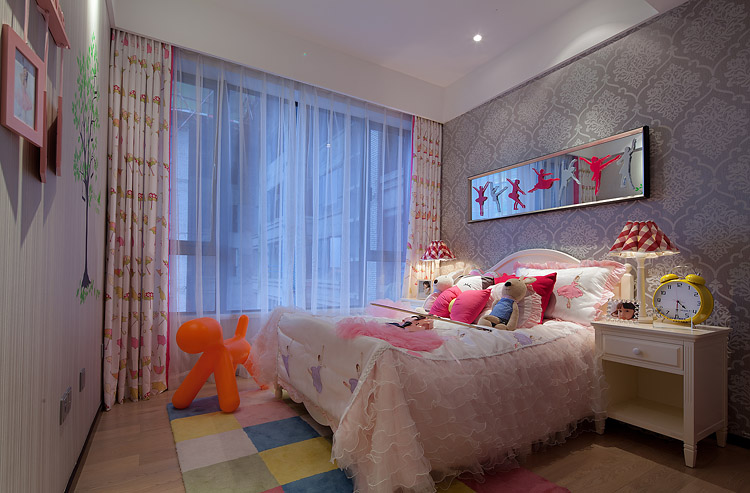 简约 三居 现代 装修 儿童房图片来自实创装饰上海公司在三居室现代简约风格紫色线条的分享