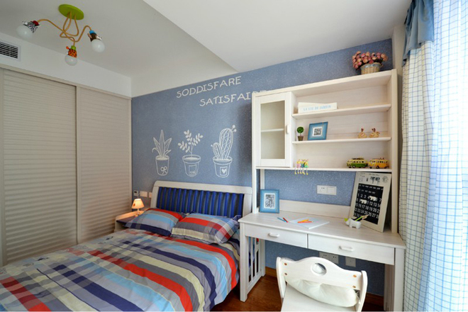 简约 三居 白领 现代 卧室图片来自实创装饰装修在7万打造89㎡惬意蓝色美居的分享