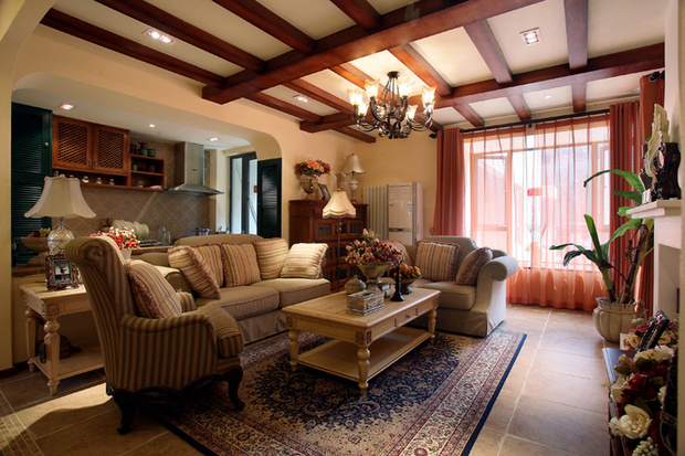 三居 四居 地中海 美式 混搭 客厅图片来自实创装饰晶晶在地中海与美式风的混搭品味公寓的分享