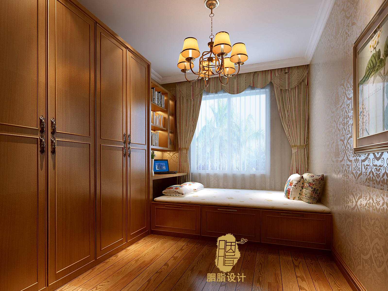 胭脂设计 江苏案例 美式风格 卧室图片来自设计师胭脂在江苏自在家案例的分享