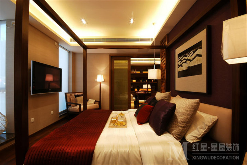 混搭 中式风格 中海国际 四居室 80后 小资 卧室图片来自红星星屋装饰在中海国际社区-新中式风格的分享