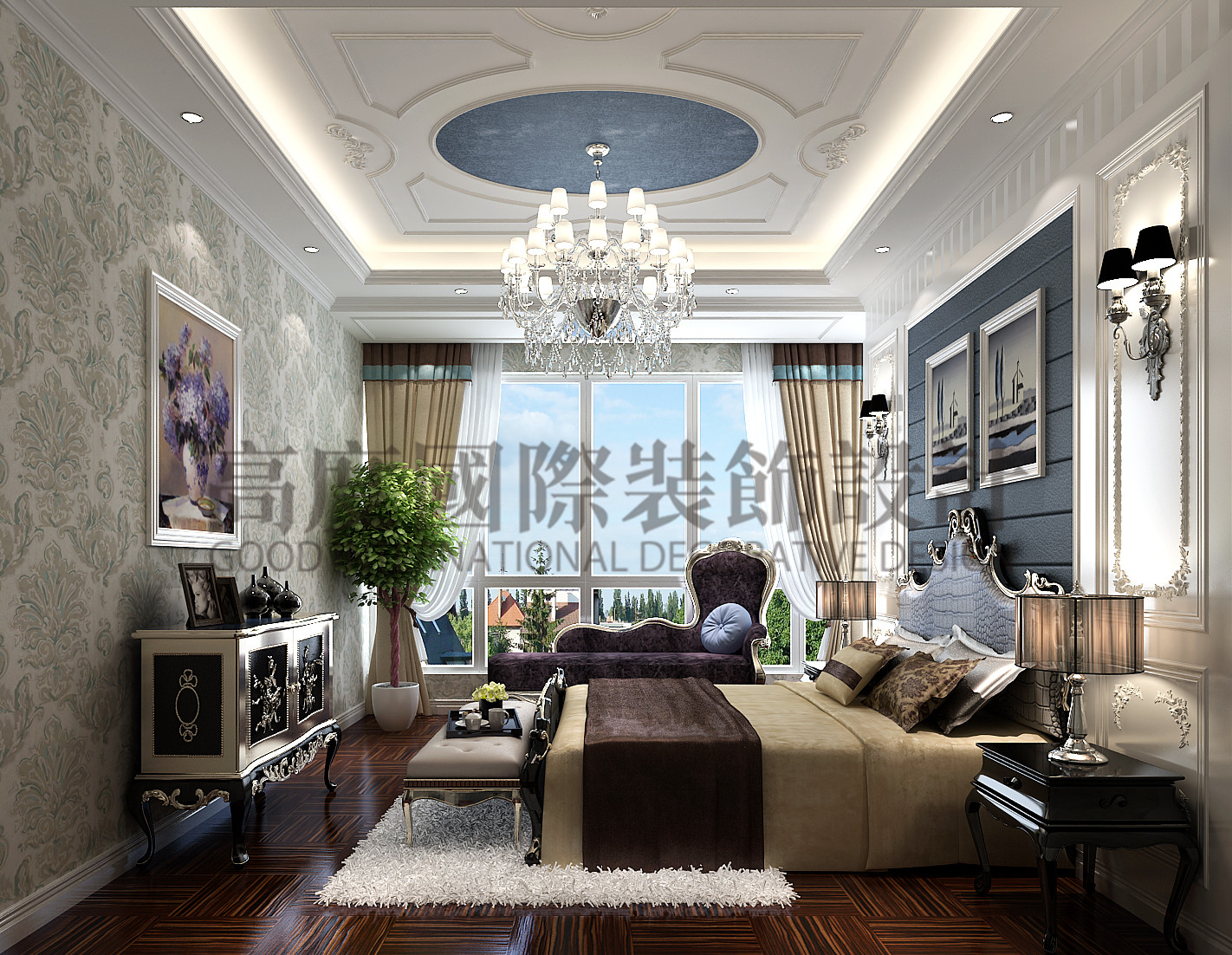 成都 高度国际 泰悦湾 混搭 公寓 卧室图片来自心心念念977在泰悦湾196㎡---现代与法式混搭--的分享