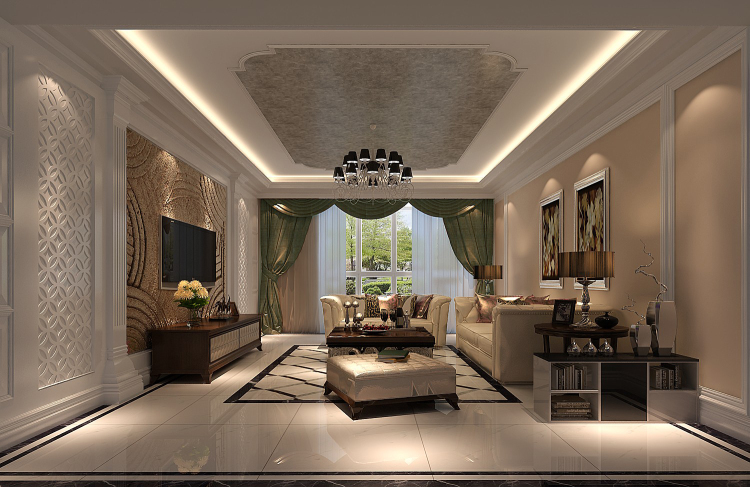 四居 新中式 客厅图片来自高度国际装饰设计集团凌军在高度国际润泽公馆新中式装修案例的分享