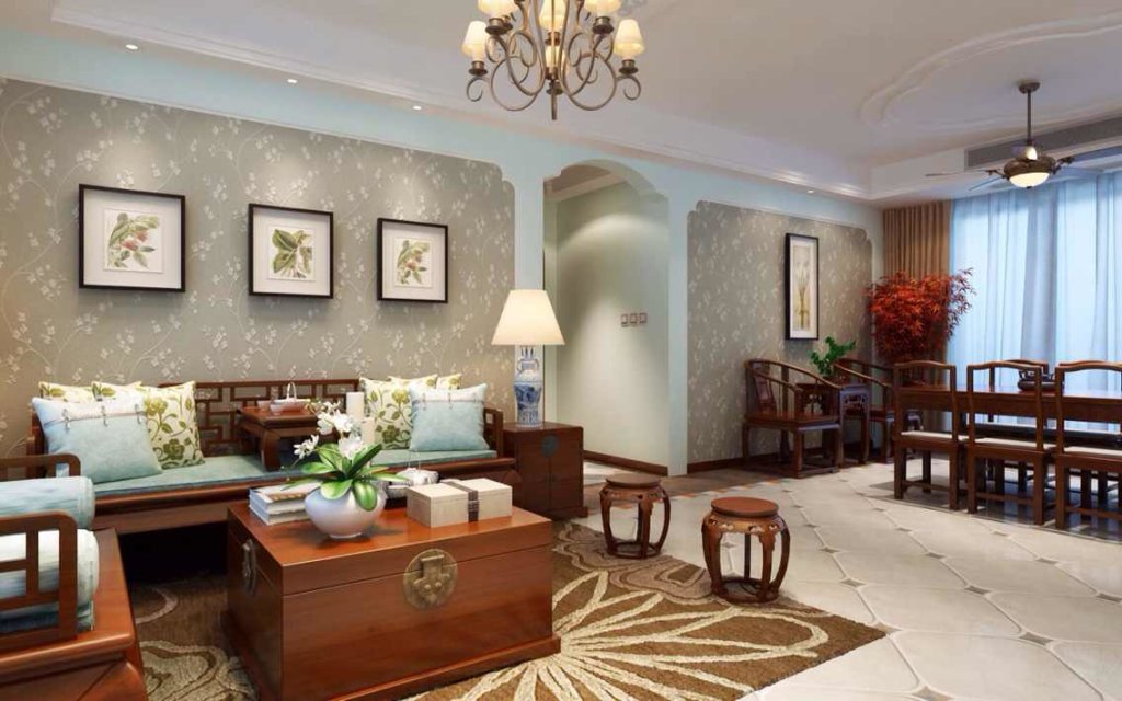 三居 新中式风格 天山星城 客厅图片来自实创装饰上海公司在天山星城三室两厅新中式风格的分享