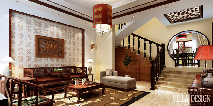 中式 别墅 楼梯图片来自北京今朝装饰刘在融科千樟树中式装饰设计的分享