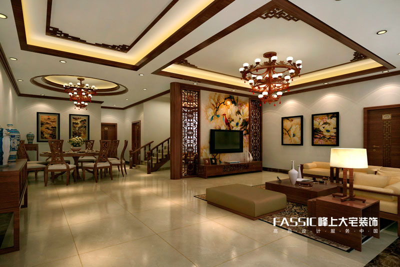 客厅图片来自峰上大宅装饰长沙在长沙自建别墅的分享
