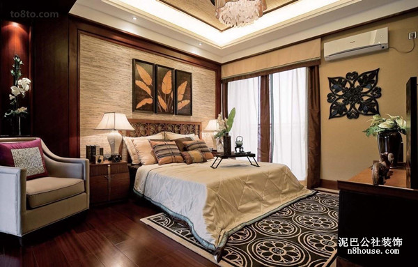 现代中式 复古 美观 大气 实用 卧室 卧室图片来自泥巴公社设计师肖勇在现代中式 水畔名苑的分享