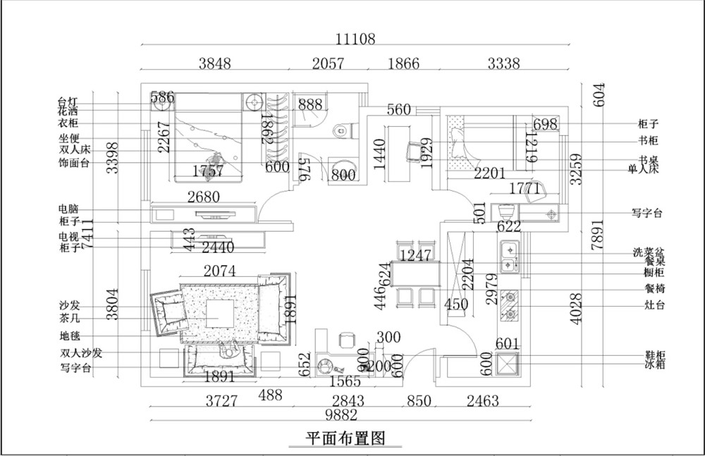 简约 二居 收纳 旧房改造 80后 小资 白领 户型图图片来自阳光力天装饰梦想家更爱家在智造创想城c3户型图2室2厅90㎡的分享