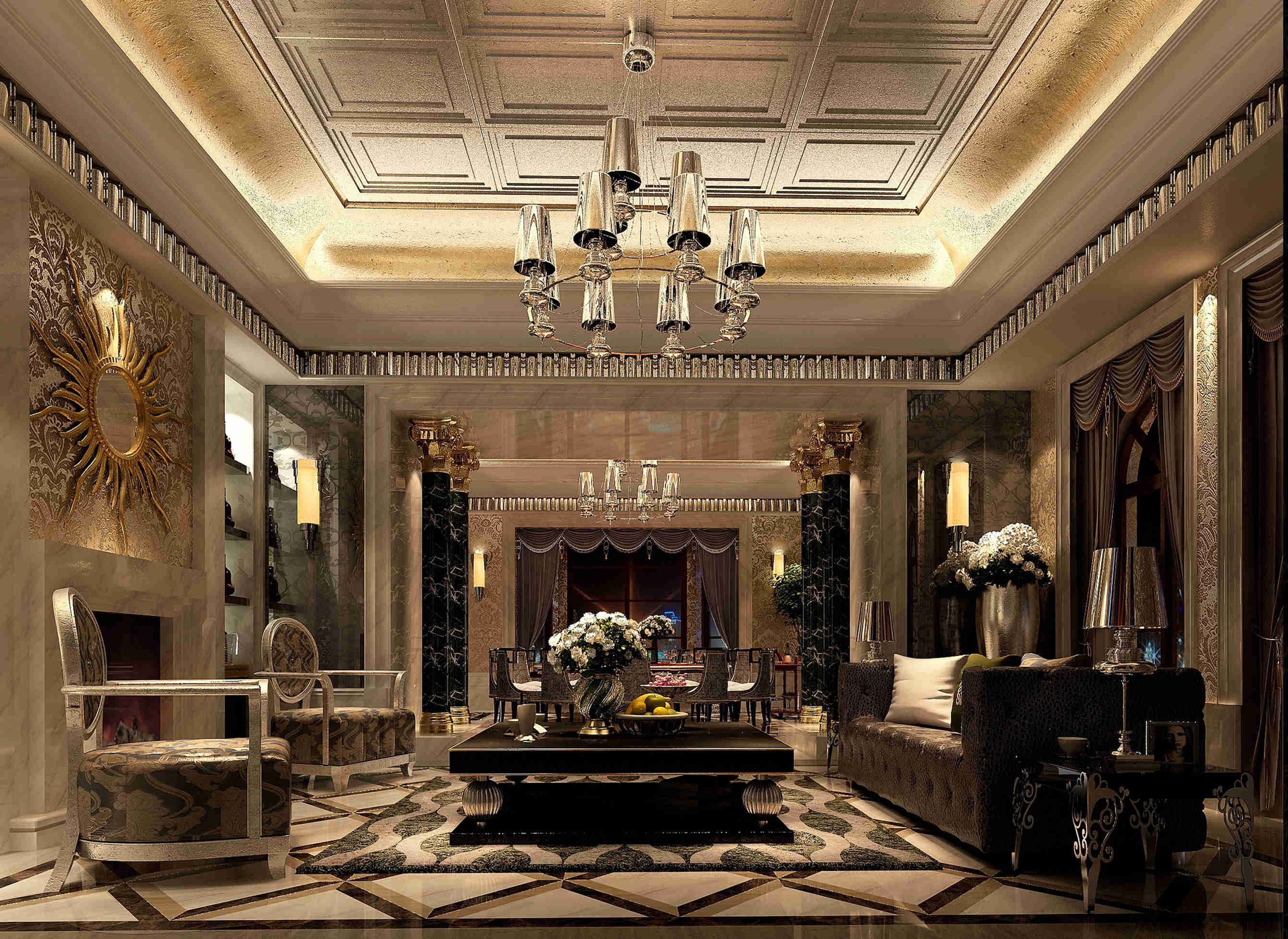 欧式 美式 别墅 白领 客厅图片来自富有世纪装饰河南公司在绿都温莎城堡-简美的分享