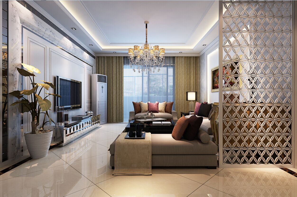 客厅图片来自大业美家装饰在紫台一品浪漫简欧三房装修设计的分享