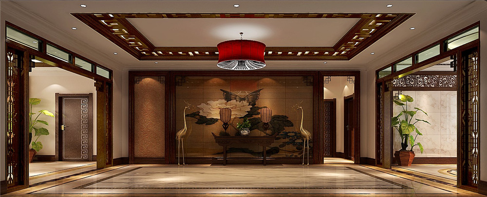 新中式 别墅 玄关图片来自高度国际装饰设计集团凌军在西山壹号院380平米新中式的分享