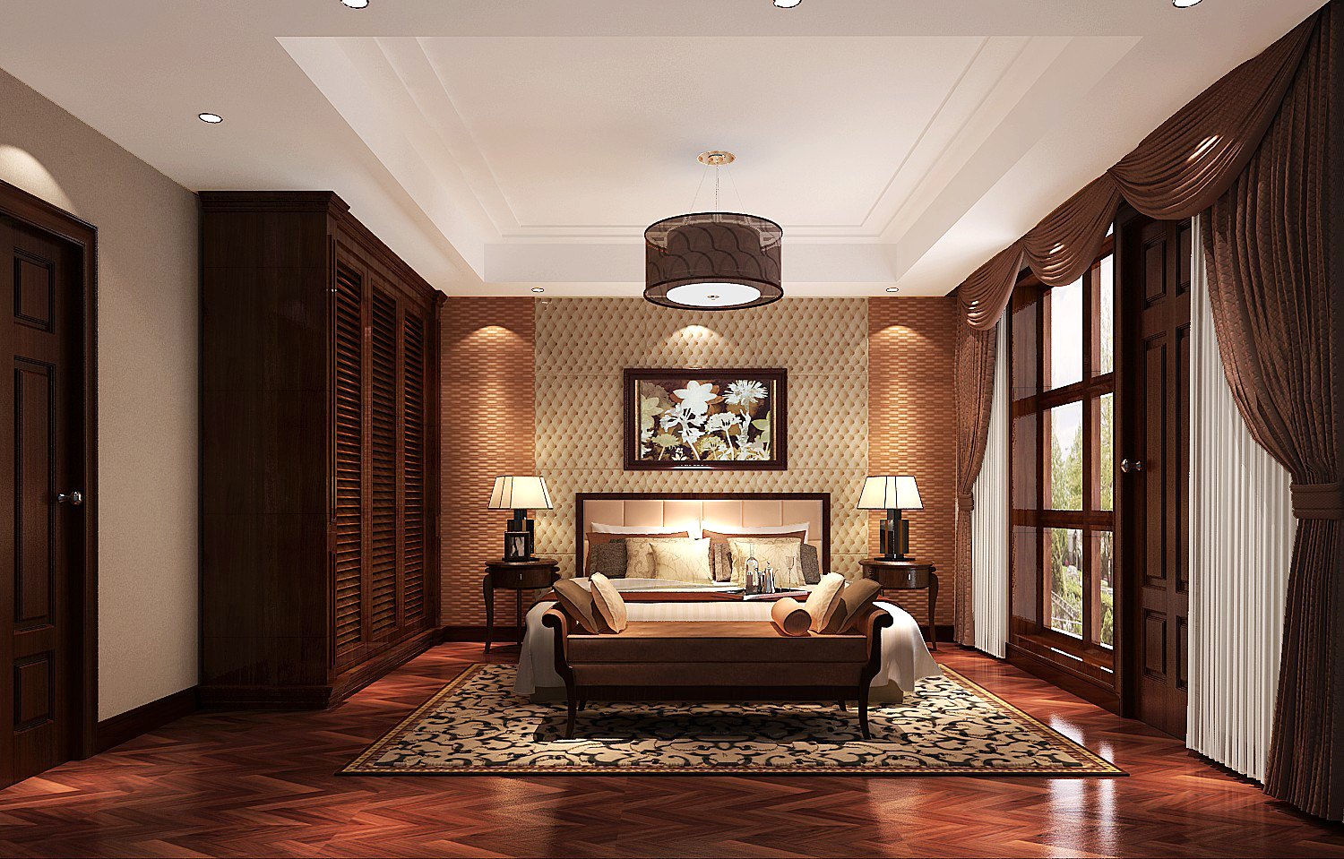 东南亚 别墅 卧室图片来自高度国际装饰设计集团凌军在潮白河孔雀城240平米东南亚风格的分享