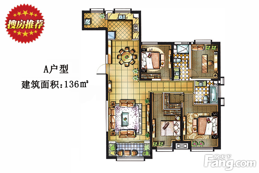 大户型装修 150平装修 户型图图片来自西安元洲装饰在金地翔悦天下二