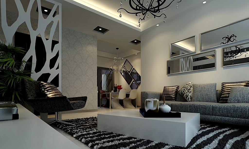 后现代 三居 客厅图片来自实创装饰上海公司在后现代风格黑白搭配风格装修的分享