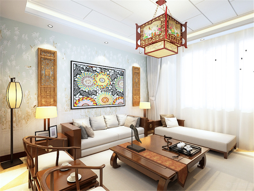 中式 一居 白领 收纳 80后 小资 客厅图片来自阳光力天装饰在智造创想城-73㎡-中式风格的分享