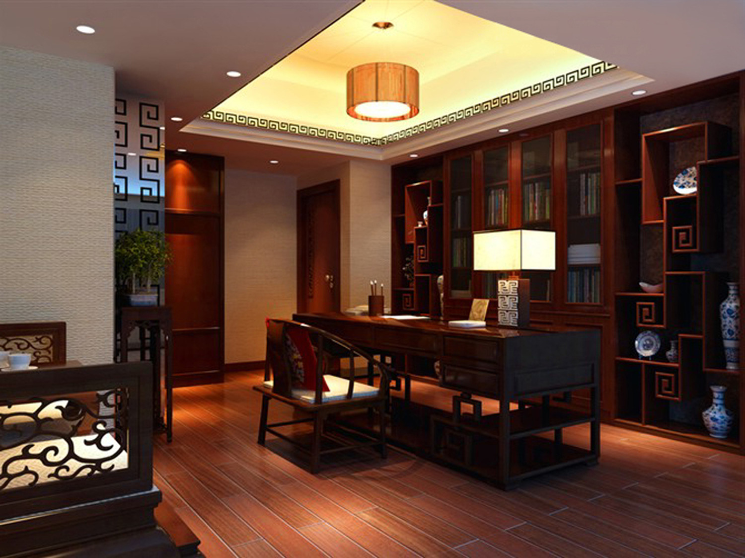 新中式风格 别墅装修 书房图片来自实创装饰上海公司在新中式风格-别墅装修的分享