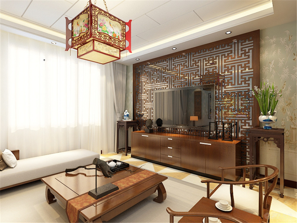 中式 一居 白领 收纳 80后 小资 客厅图片来自阳光力天装饰在智造创想城-73㎡-中式风格的分享