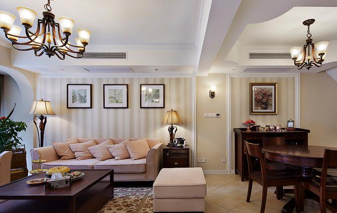 美式 舒适 收纳 环保 跃层 三口之家 客厅图片来自佰辰生活装饰在138平现代美式环保舒适跃层的分享