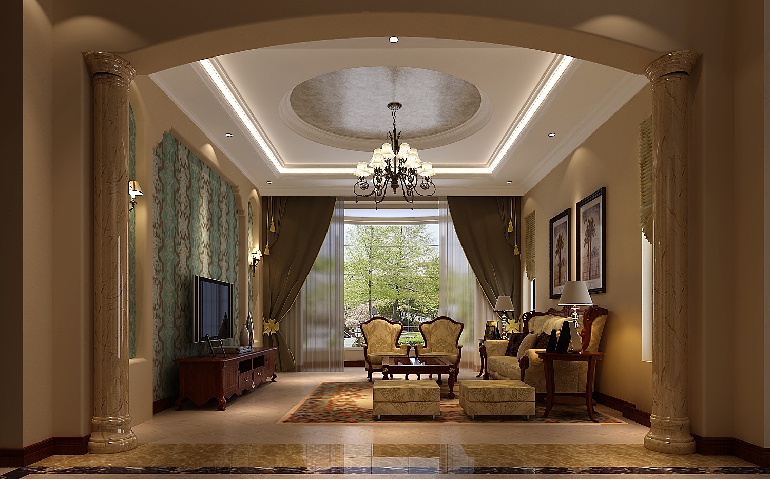 欧式 别墅 客厅图片来自高度国际装饰设计集团凌军在保利垄上450平米欧式风格的分享