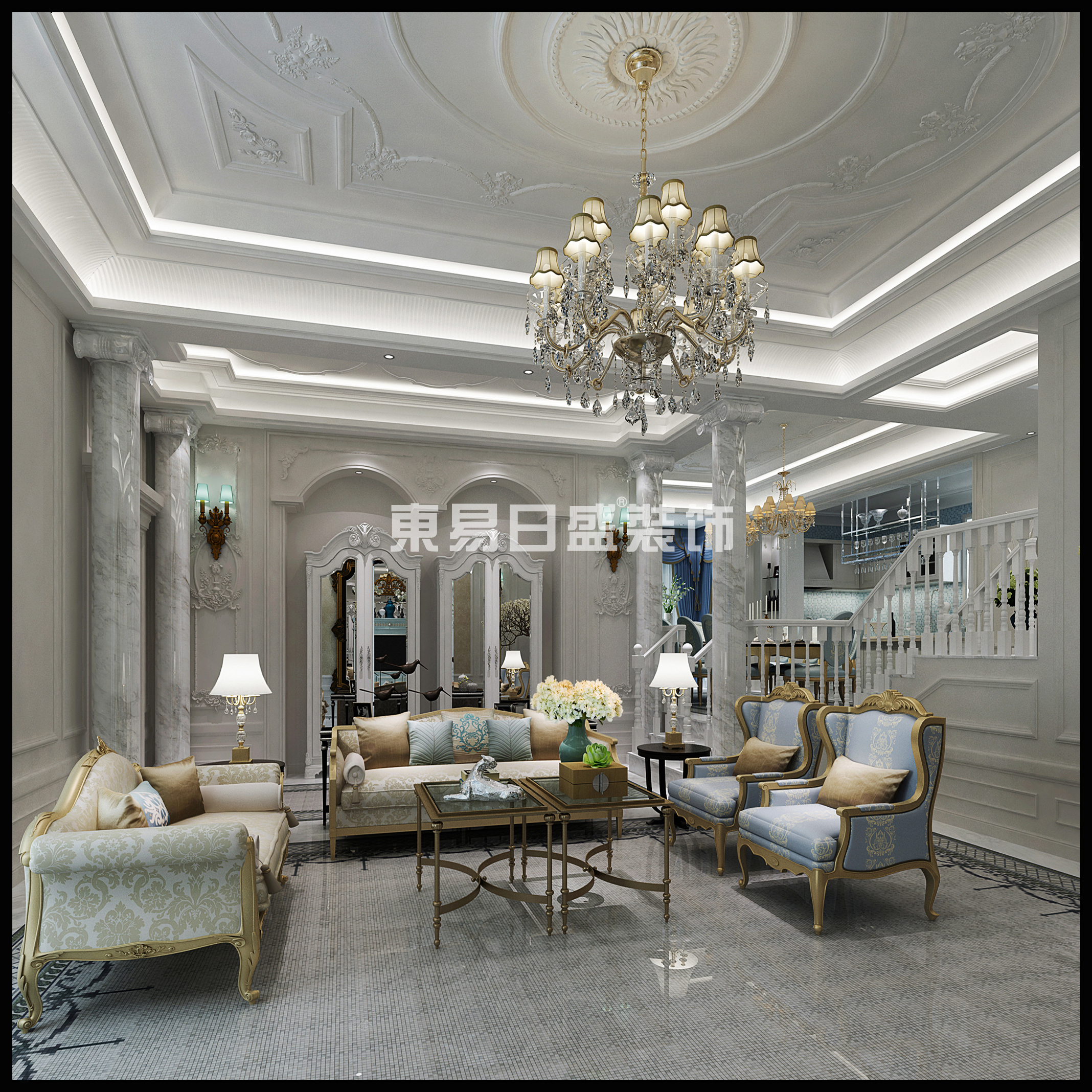 客厅图片来自南宁东易日盛装饰潘秋媚在高贵典雅的法式别墅的分享