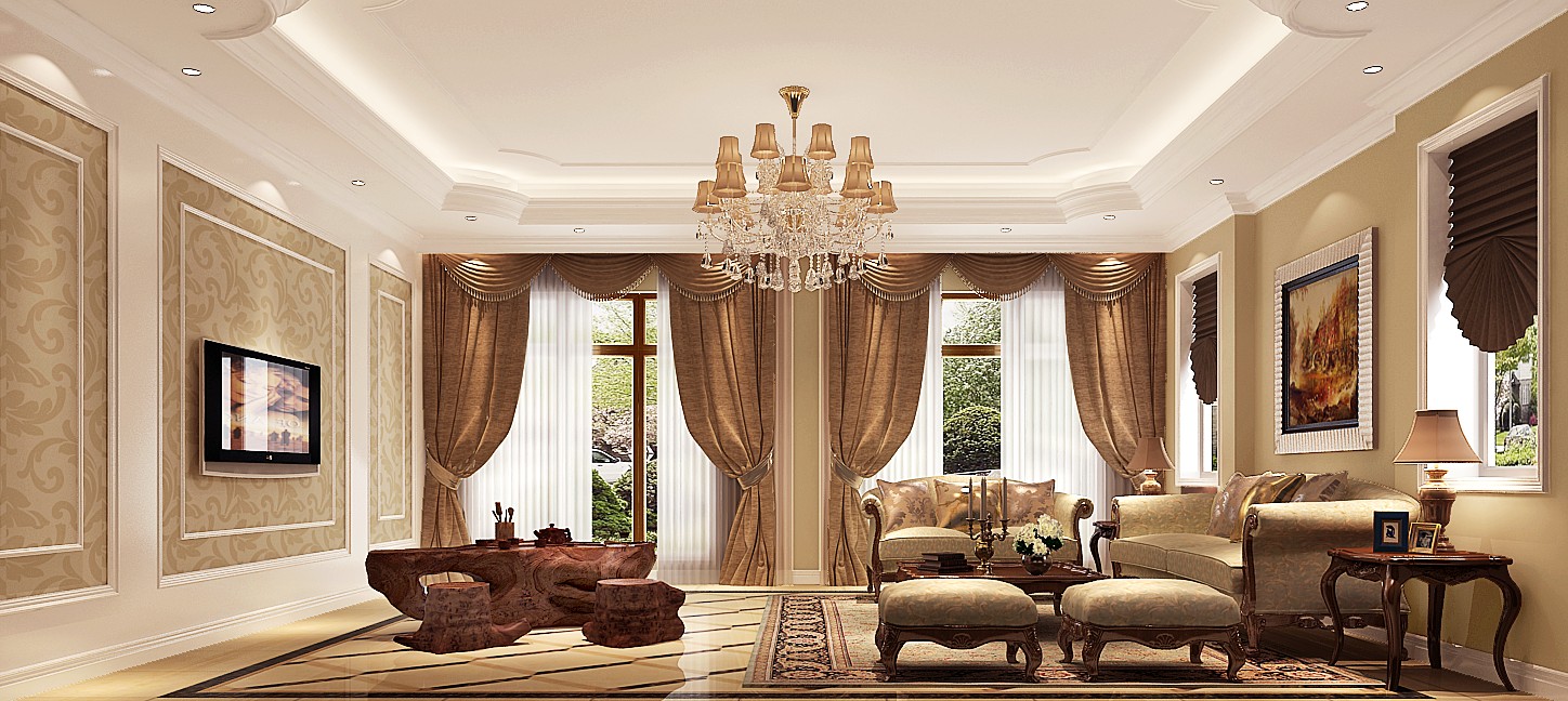 美式 别墅 客厅图片来自高度国际装饰设计集团凌军在原河名墅500平米美式风格的分享