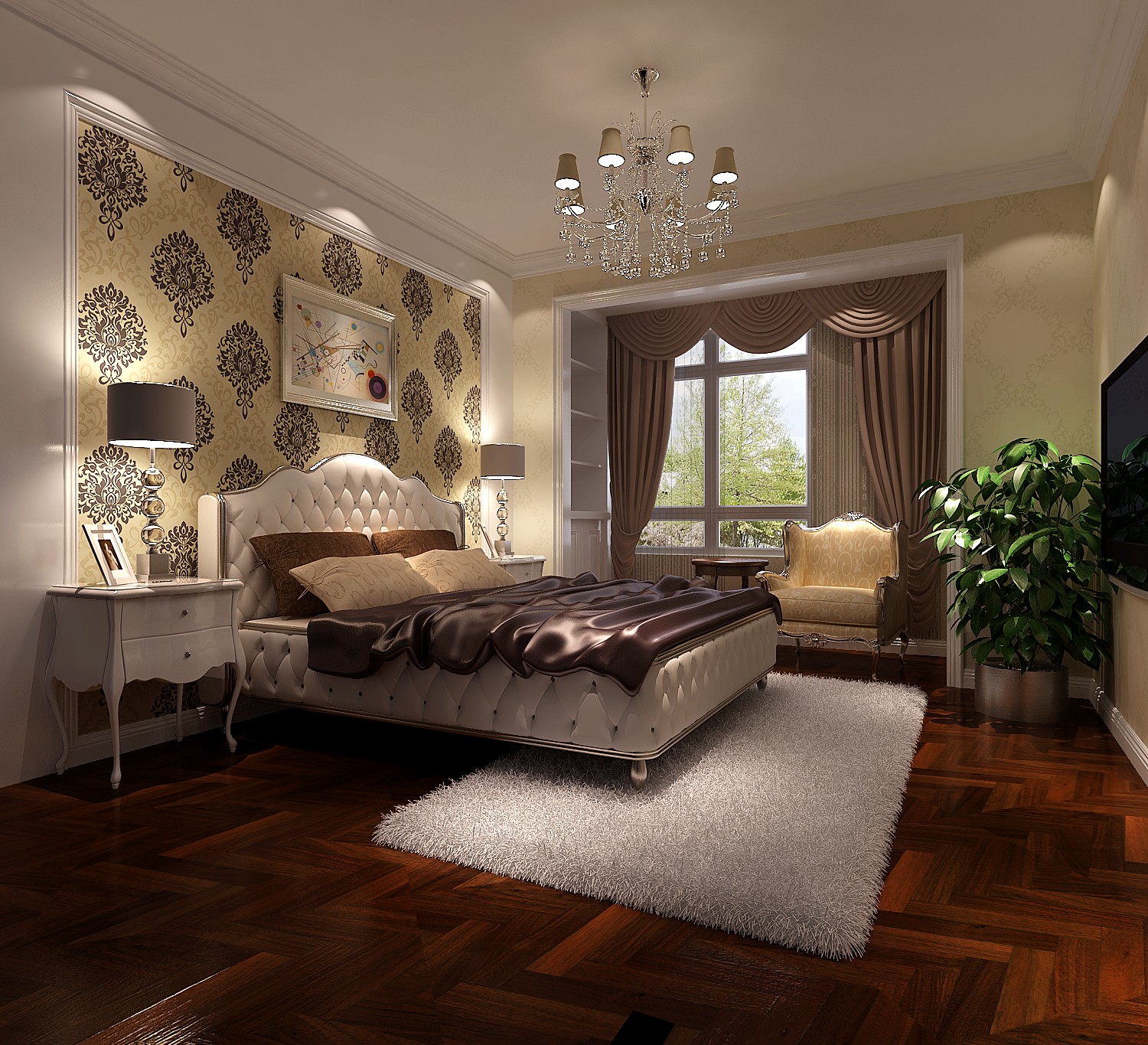简约 欧式 三居 卧室图片来自高度国际装饰设计集团凌军在长滩壹号120平米简欧风格的分享